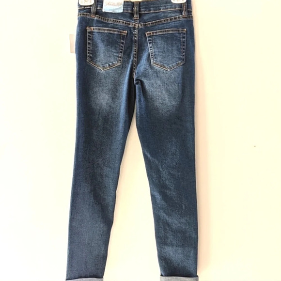 Girls Denim High Waisted Dark Washed Jeans - Picture 2 of 8